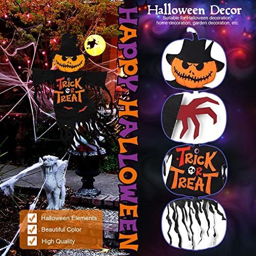 Halloween Garden Flag Outdoor Decorations for Outside Double-Sided Printed, Pumpkin Ghost Winter Yard Flags House Yard Seasonal Decoration 22 x 23 Inch Treat or Trick - Image 2