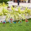 4 Pack Bird Garden Decor for Outside, Glass & Metal Yard Art Decoration for Porch Patio, Garden Statues Sculpture Gifts for Grandma Mom Women (Colorful) by DREAMSKIP