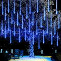 Dazzle Bright Christmas Lights Outdoor, 288LED Meteor Shower Rain Lights 12 Inch 8 Tubes, Waterproof Plug in Falling Icicle Light Christmas Decorations for Xmas Tree Yard House Decor (Blue) by DazzleBright