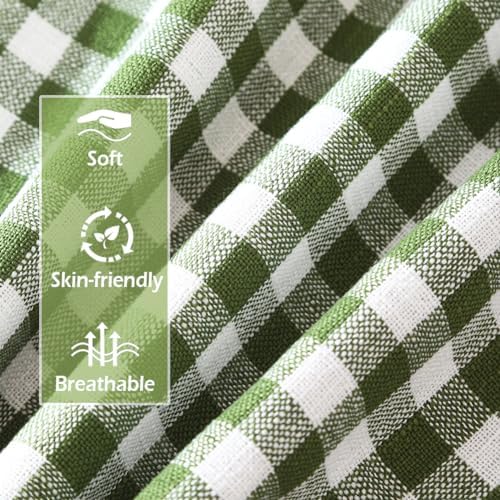 Spring Green Plaid Gingham Outdoor Lumbar Decorative Pillow Covers 12x20 - Image 4