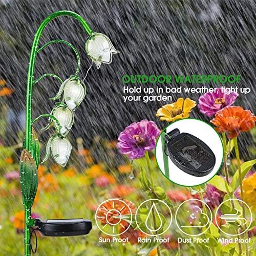 VCUTEKA Outdoor Solar Garden Light, Lily of the Valley Glass Flower Decor - Image 2