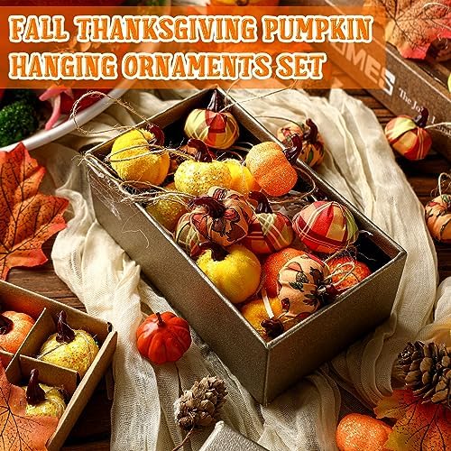 Leinuosen 49 Pcs Fall Tree Ornaments Mini Pumpkin Decoration for Small Tree - Image 3