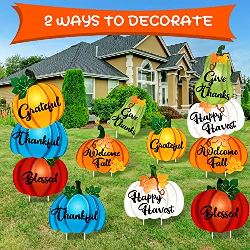 Vicenpal 6 Pcs Fall Pumpkin Yard Stakes Thanksgiving Harvest Lawn Sign - Image 3