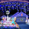 Christmas Lights Outdoor, 49FT 480 LED Ice Lights for Outside, 90 Drops Ice String Lights with 8 Modes, Waterproof Timer & Memory for Yard, Garden, Eaves, Patio, Party (Blue and Cool White) by Heceltt