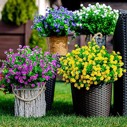 AXYLEX Artificial Flowers for Outdoors, 12 Bundles Fake Plants (Yellow) - Image 3