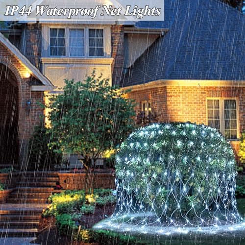 Lovelite 510 LED Christmas Net Lights, 28ft x 5ft Mesh Lights Outdoor Clear Wire 8 Modes, Waterproof Connectable String Lights Plug in for Xmas Tree Bushes Garden Holiday Party Decorations - White - Image 5