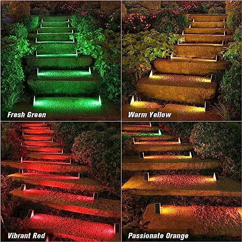 VOLISUN Solar Stair Lights 12 Pack, 7 Fixed Colors Solar Step Lights - Image 4