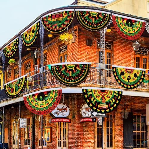 6 Pcs Juneteenth Bunting Flag African Americans Garden Fan Flag Juneteenth Half Fan Banner Decoration for June 19th Memorial Day Holiday Indoor Outdoor Yard, 1.5 x 3 ft - Image 6