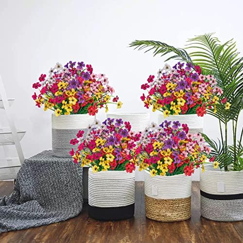 24 Pcs Artificial Flowers for Outdoor, Plastic Fake Flowers Decor, 6 Color - Image 4