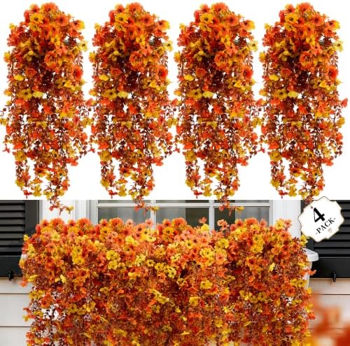 ColoPlay Artificial Mums for Outdoors Fall Decor, Faux Fake Hanging Flowers by ColoPlay