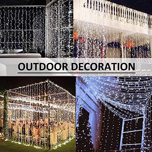 Solhice LED Curtain Lights Outdoor 20ft x10ft Cool White, 600 LED String Lights Backdrop Indoor Plug in, Twinkle Lights for Outside Backyard Wedding Bedroom Décor (Not Connectable) - Image 4