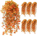 6 Pcs Fall Artificial Hanging Flowers Outdoor, Warm Color by FineCheer