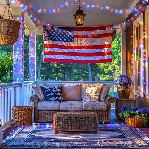 JMEXSUSS 400 LED Red White and Blue String Lights Outdoor, Plug in - Image 6