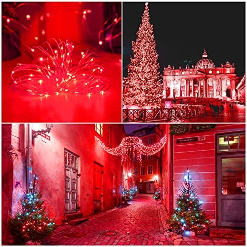 Solar Christmas Halloween Fairy Lights String, Red 100Led Outdoor - Image 6