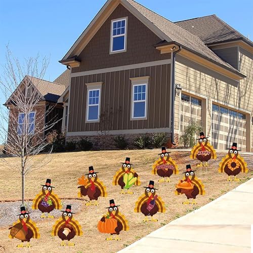 Fanboxk Thanksgiving Yard Decorations Outdoor,11Pcs Thanksgiving Turkey Yard Signs with Stakes,Harvest Porch Yard Sign Decorations for Autumn Farmhouse Patio Outdoor Decor. - Image 6