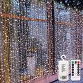echosari 9.8Ft×9.8ft Curtain Lights Battery Operated with Remote Cool White by echosari