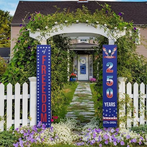 doginthehole 4th of July Decorations America 250th Anniversary Porch Banners, Freedom Eagle Door Banners 1776-2026 Patriotic Flag Decorations, Independence Day Hanging Porch Signs - Image 3