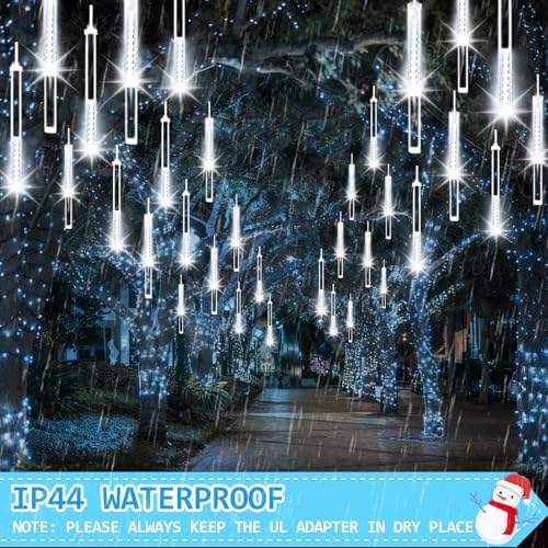 2 Pack Christmas Lights Outdoor 16 Tubes 384 LEDs Meteor Shower Rain Lights - Image 4