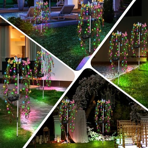 Solar Garden Lights, 2Pack Swaying Butterfly Tree Light Outdoor - Image 6