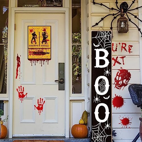 Boo Porch Sign Scary Wooden Sign For Front Porch 47.2 Inches Halloween Vertical Welcome Sign Yard Standing For Patio Front Door Porch Home Decor - Image 6