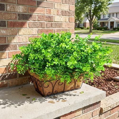 Artificial Faux Outdoor Plants for Spring Summer Decoration, 12 Bundles Fake Plastic Eucalyptus UV Resistant Look Real Fake Plants for Planter Outside Front Door Porch Patio Balcony Garden Indoor Yard - Image 2