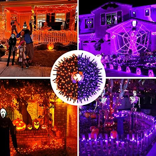 JMEXSUSS 66ft 200 LED Orange and Purple Halloween Lights Plug in - Image 3