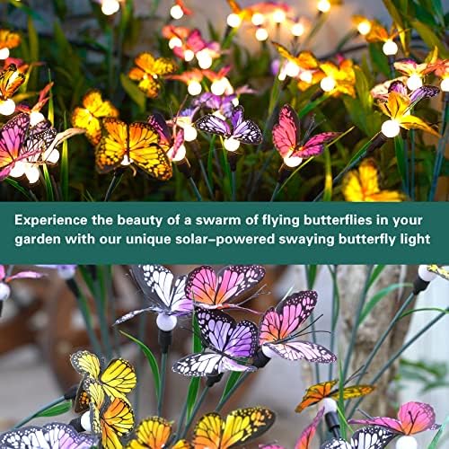 TONULAX Solar Garden Lights - 8 Pack Swaying Butterfly Light, Swaying in The Wind, Solar Outdoor Lights, Yard Patio Pathway Decoration, High Flexibility Iron Wire & Realistic Butterflies - Image 7