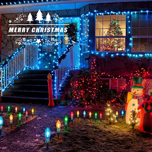 Brightown C9 Christmas Lights Outdoor, 2 Packs Total 51.4 Ft Christmas Pathway Lights with 40 LED Bulbs and Stakes, Connectable Outdoor Christmas Decorations Yard Walkway Sidewalk Holiday, Multicolor - Image 3