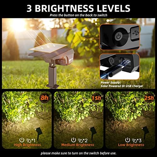 LEREKAM Solar Spot Lights,IP65 Waterproof 40 LED's Landscape Spotlights,3 Modes Outdoor Garden Lights, 360 Adjustable Lighting Angle, Solar Powered Wall Lights for Yard Porch 10 Pack - Image 4