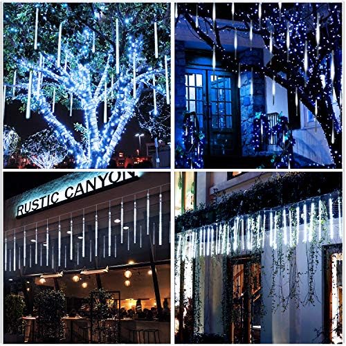Aluan Meteor Shower Lights Outdoor 16 Inch 360 LED Christmas Lights White - Image 5