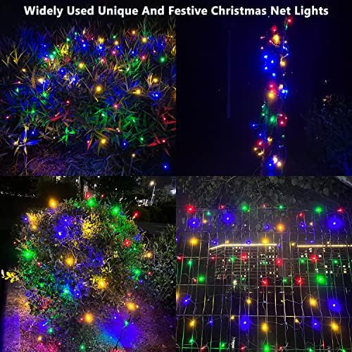 Christmas Net Lights Outdoor,100LED 5ftx5ft Christmas Net Lights With Connectable, Waterproof ,UL Certified and Durable Green Wire For Bushes,Shrubs,Holiday Outdoor Christmas Decorations (Multicolor) - Image 2