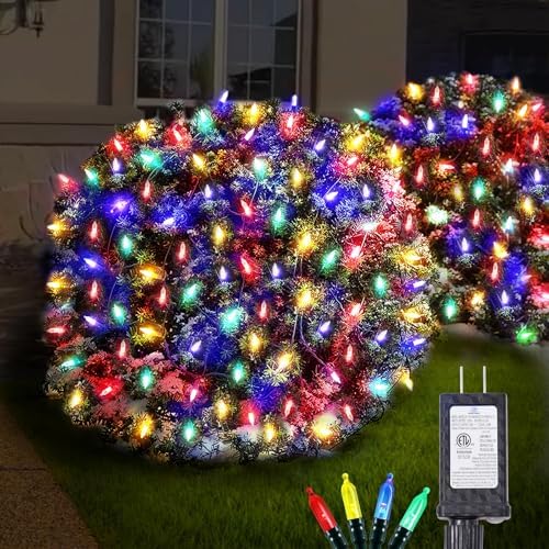 Neoclassy 120Led Christmas Net Lights Outdoor 5ft x 6ft Connectable, 8 Modes Waterproof Black Wire 29V Plug in Mesh Net Christmas Lights for Garden, Yard, Bushes, Trunk, Xmas Tree Decor (Multicolor) by NeoclassyDirect