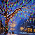 Weepong Meteor Shower Outdoor Christmas Lights 32 Tubes Multicolor by Weepong