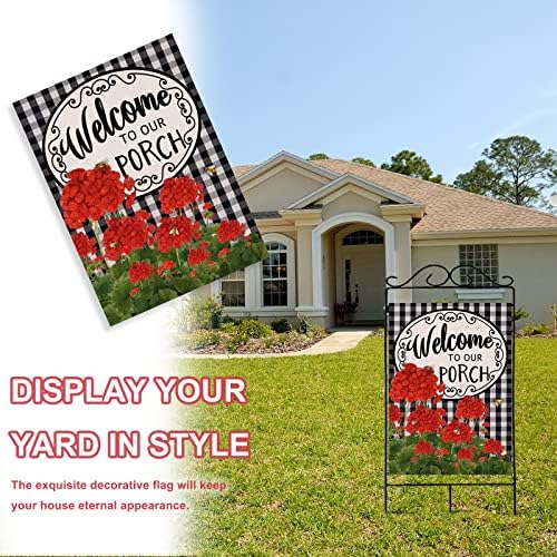 Home Decorative Welcome to Our Porch Geranium Spring Summer House - Image 6