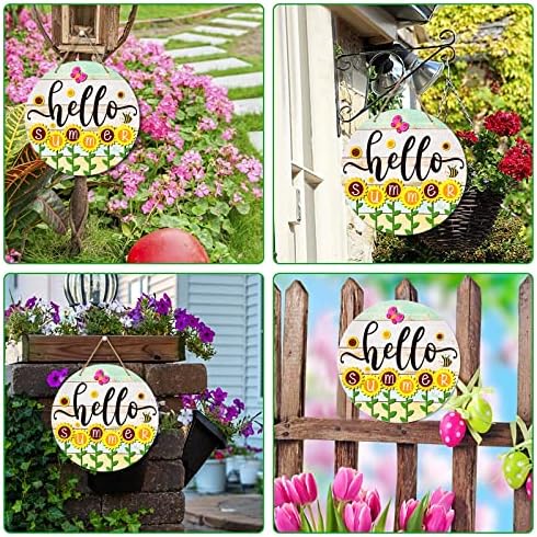 PETCEE Hello Summer Door Sign - 11.5"Farmhouse Sunflower Front Door Decor Welcome Hanger Wreaths for Home Office Summer Hanging Sign Wall Decorations Reusable Seasonal Sign for Kitchen Classroom Porch - Image 3