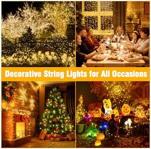 Nisocy 33FT LED String Lights Outdoor Waterproof – Warm White Fairy Lights with Plug, Connectable Christmas Tree Lights for Patio, Garden, Bedroom, Wedding, Party, Decor - Image 3
