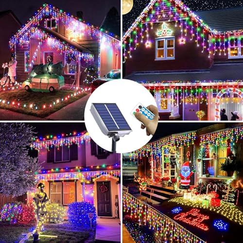 Neoclassy Upgraded Solar Christmas Lights,304LED Outdoor Christmas Decorations 8 Modes Waterproof Solar Halloween Thanksgiving Lights for Patio Yard Wedding Party House Xmas Tree Roof Decorations - Image 5