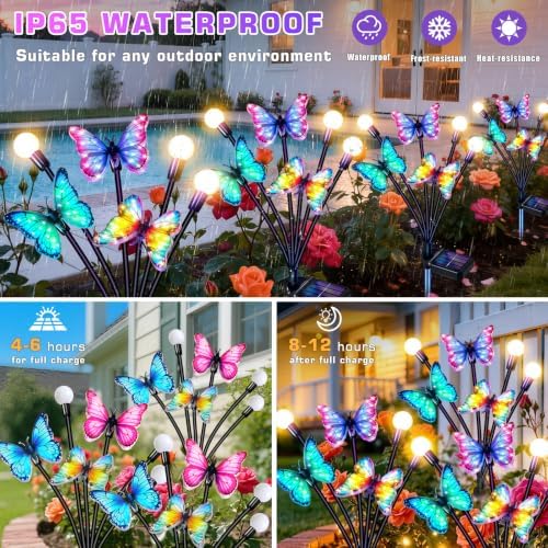 Solar Garden Lights Outdoor, Butterfly Firefly Lights 4 Pack, Waterproof - Image 3