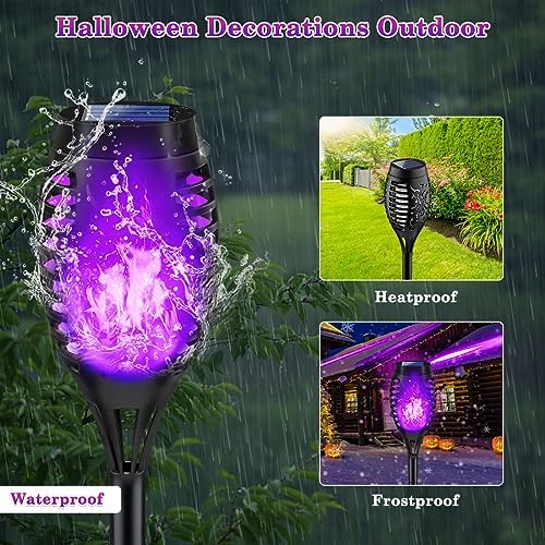 LNRYY Purple Flame Solar Halloween Lights for Halloween Decorations Outdoor - Image 3