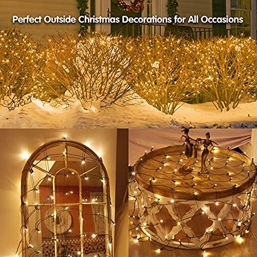 Dirnun Led Christmas Net Lights Outdoor Christmas Lights WarmWhite 160LED 5ftx7ft, Waterproof Outdoor Indoor Fairy Mesh Net Light for Xmas Party, Yard, Patio, Trees, Shrubs, Bushes Decorations - Image 5