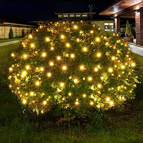 Dirnun Led Christmas Net Lights Outdoor Christmas Lights WarmWhite 160LED 5ftx7ft, Waterproof Outdoor Indoor Fairy Mesh Net Light for Xmas Party, Yard, Patio, Trees, Shrubs, Bushes Decorations by DIRNUN