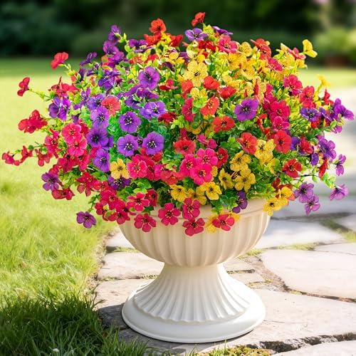 Artificial Flowers for Outdoors Fake Flowers Faux Plant Spring Summer Decor by Digtecno