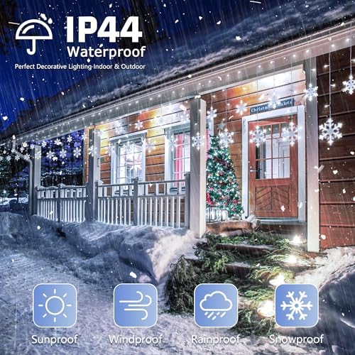 Christmas Snowflake Lights Outdoor,6.5FT 144LED Icicle Lights - Image 5