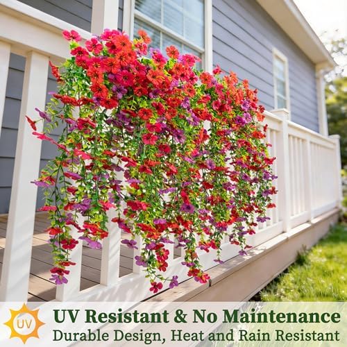 ColoPlay 2PCS Artificial Hanging Flowers for Outdoors Faux Plants - Image 4