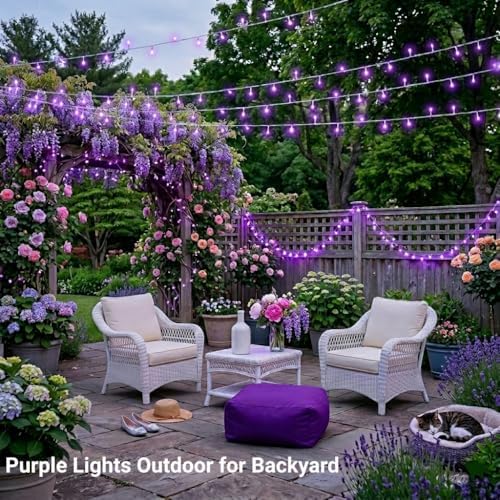 JMEXSUSS 200 LED Purple String Lights Indoor Outdoor Clear Wire - Image 5