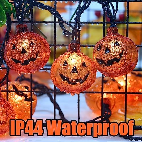 PASUTO Halloween Lights Pumpkin String Lights, 8.5 Feet Clear Orange Pumpkin Lights with 10Pcs Pumpkin Lantern Light, for Halloween Indoor Outdoor Party Yard Home Decor (Orange LED Bulb) - Image 5