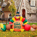 Domkom 8FT Thanksgiving Inflatable Turkey Happy Thanksgiving Sign Yard by DomKom