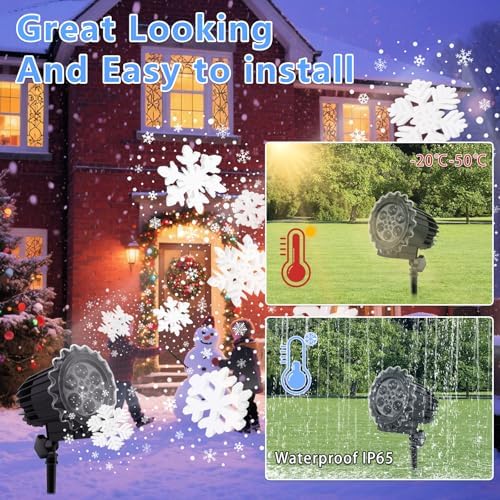 Snowflake Christmas Projector Lights Outdoor, Dynamic 3D Snowflake Projection Light for Indoor Outdoor Christmas Decoration, Waterproof Led 2025 Upgraded - Image 2