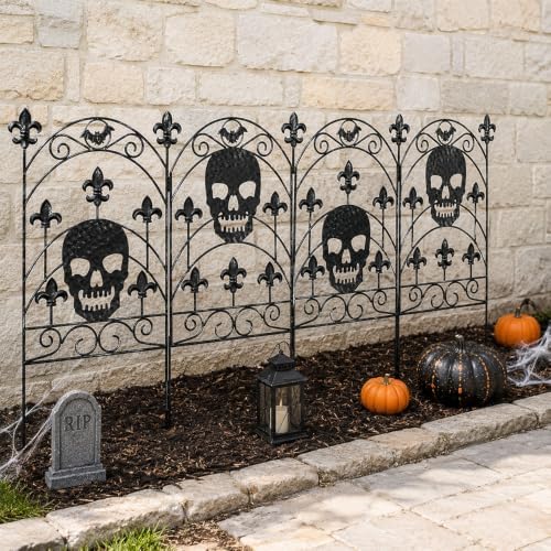 hogardeck Halloween Decorations Outdoor, Metal Fence Decorative Garden Stakes with Skull Head for Halloween Decor, Yard Signs for Halloween Outside Garden Lawn Porch Party Decorations - Image 6