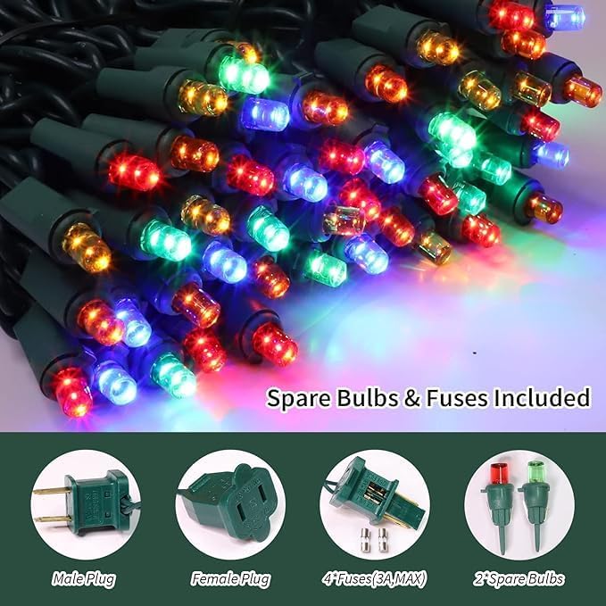 LAMPHOME Multi-Colored Christmas Mini String Lights, 60 LED Waterproof Fairy Tree Lights Plug in, Connectable Christmas Decorations for Indoor Outdoor Easter Patio Holiday Theme Party Yard House - Image 2